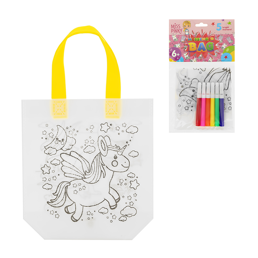 MISS PINKY Набор для детского творчества MISS PINKY сумка шоппер-раскраска с фломастерами цена и фото