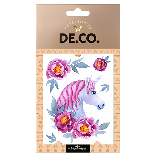 

Татуировка для тела DE.CO. WATERCOLOR STORY by Miami tattoos переводная Floral Unicorn