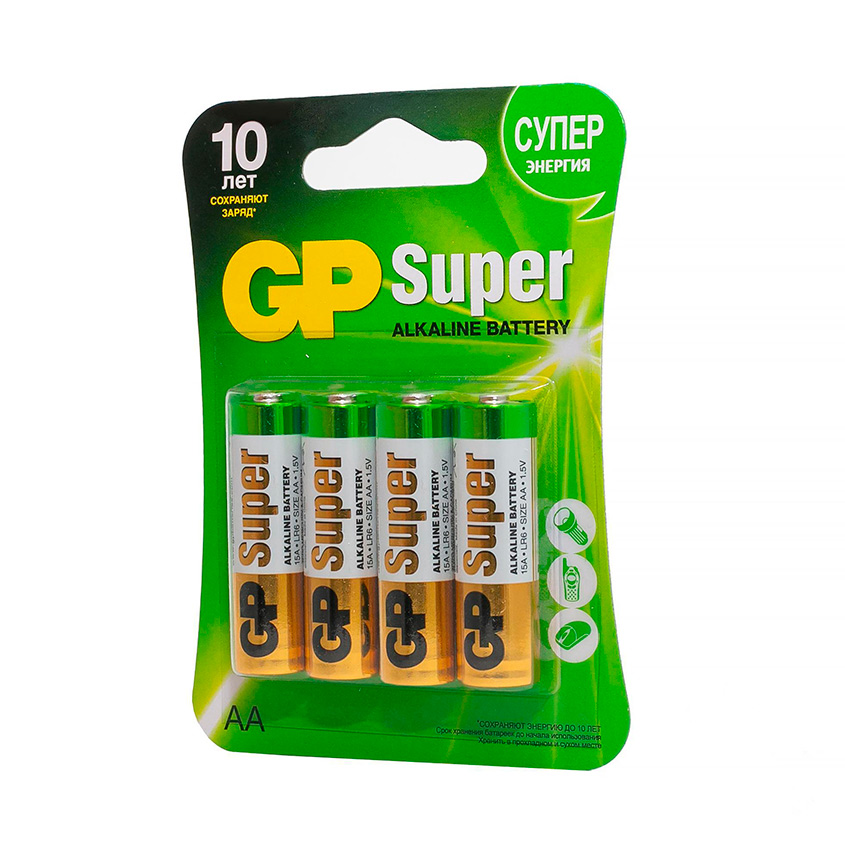 Батарейка `GP` SUPER ALKALINE Алкалиновые 15А АA 4 шт
