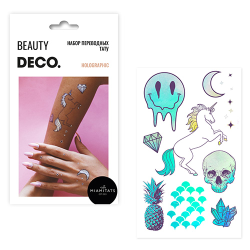 

Набор переводных татуировок для тела DECO. BEAUTY BOO by Miami tattoos Holographic