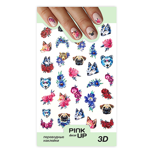 

Наклейки для ногтей PINK UP DECOR 3D переводные тон 657