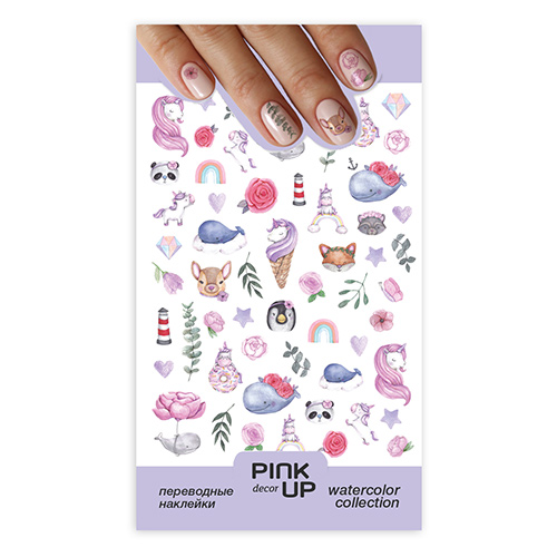 

Наклейки для ногтей PINK UP DECOR WATERCOLOR переводные тон 668