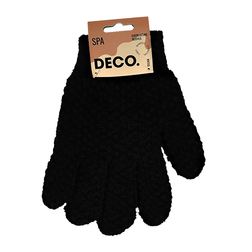 Мочалка-перчатки для душа `DECO.` отшелушивающие из бамбукового волокна (черные) 2 шт