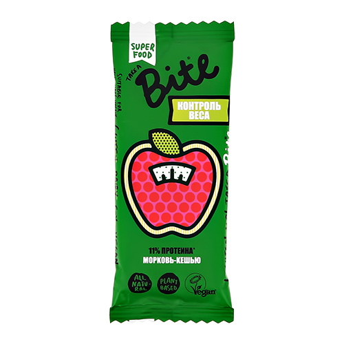

Батончик фруктово-ореховый BITE КОНТРОЛЬ ВЕСА Морковь-кешью 45 г
