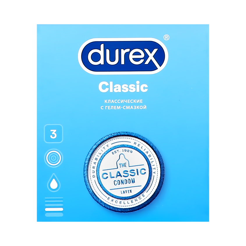 Презервативы DUREX Classic классические 3 шт durex презервативы classic 12 шт durex презервативы