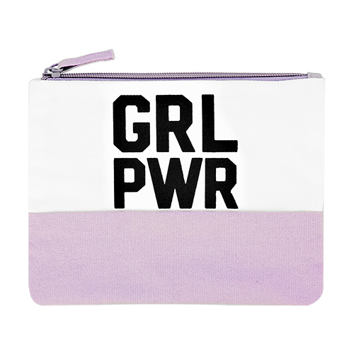 Косметичка LADY PINK ECO холщовая плоская с принтом из канваса сиреневая