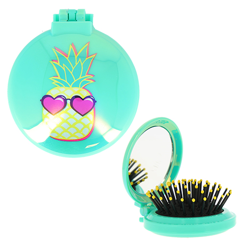

Расческа для волос LADY PINK PINEAPPLE компактная с зеркалом бирюзовая