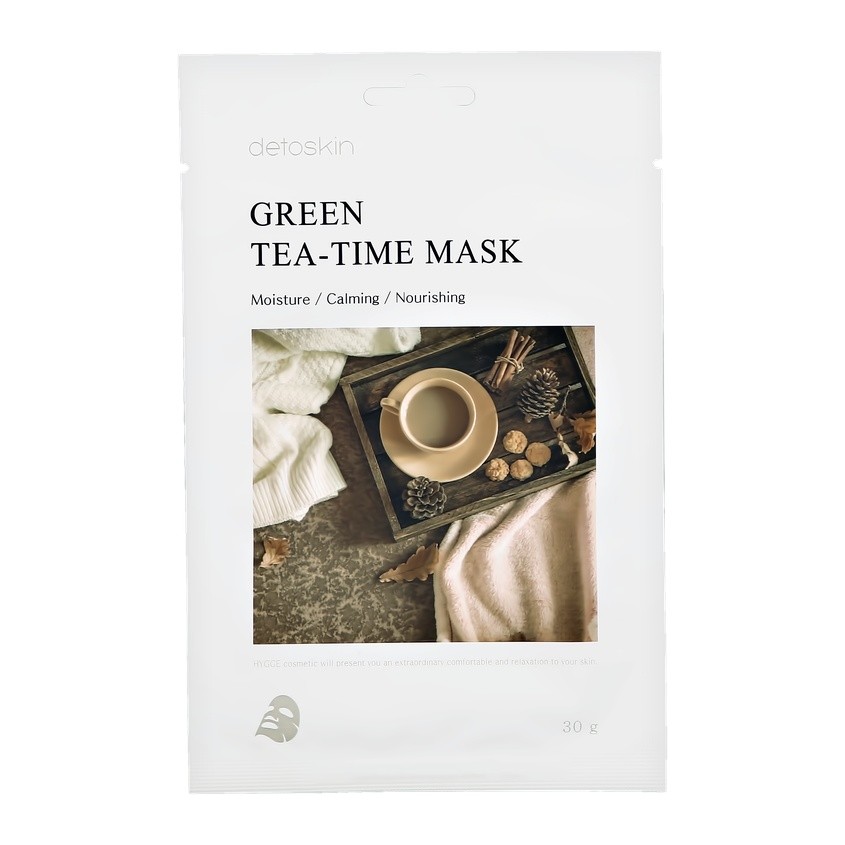 Маска для лица `DETOSKIN` TEA-TIME c экстрактом листьев зеленого чая (увлажняющая, успокаивающая, питательная) 30 г