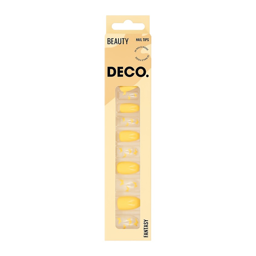 Набор накладных ногтей с клеевыми стикерами DECO. FANTASY yellow butterflies 24 шт + клеевые стикеры 24 шт