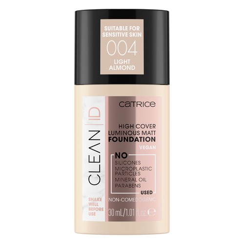 Основа тональная для лица CATRICE CLEAN ID HIGH COVER LUMINOUS MATT FOUNDATION тон 004 light almond