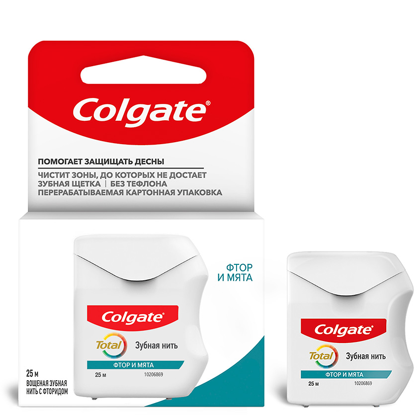 

Нить зубная COLGATE TOTAL с фтором мятный вкус 25 м