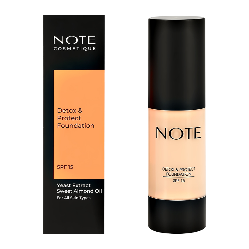 Основа тональная для лица NOTE DETOX AND PROTECT FOUNDATION PUMP защитная с детокс-эффектом тон 103