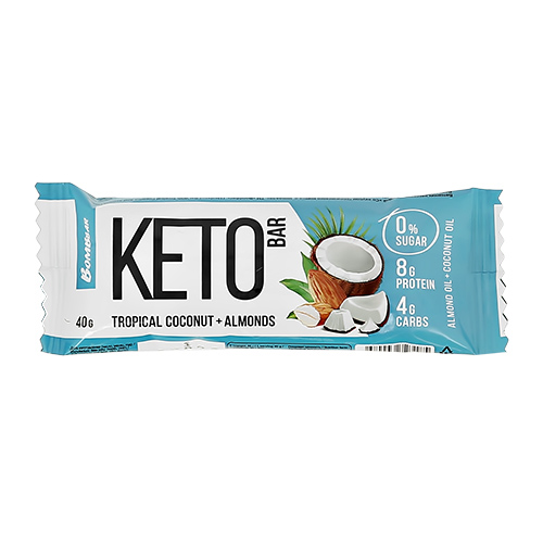 

Батончик неглазированный BOMBBAR KETO со вкусом тропического кокоса и миндаля 40 г