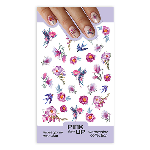 

Наклейки для ногтей PINK UP DECOR WATERCOLOR переводные тон 627