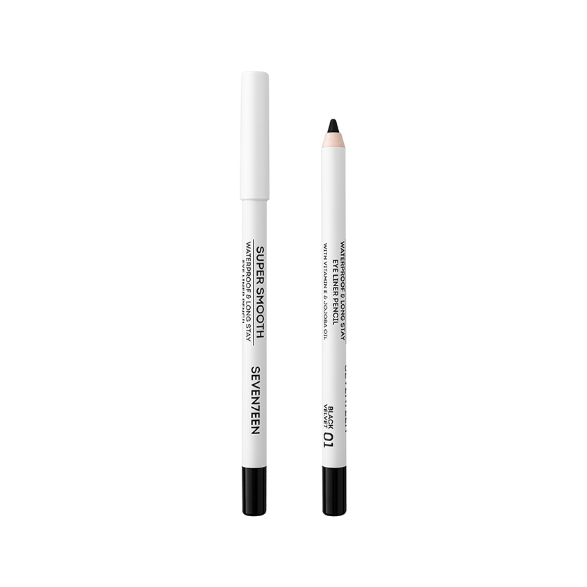 Карандаш для глаз SEVENTEEN SUPER SMOOTH W/P&LONGSTAY водостойкий с витамином Е тон 01 Черный бархат