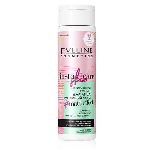 

Тоник для лица EVELINE INSTA SKIN CARE матирующий сужающий поры 200 мл