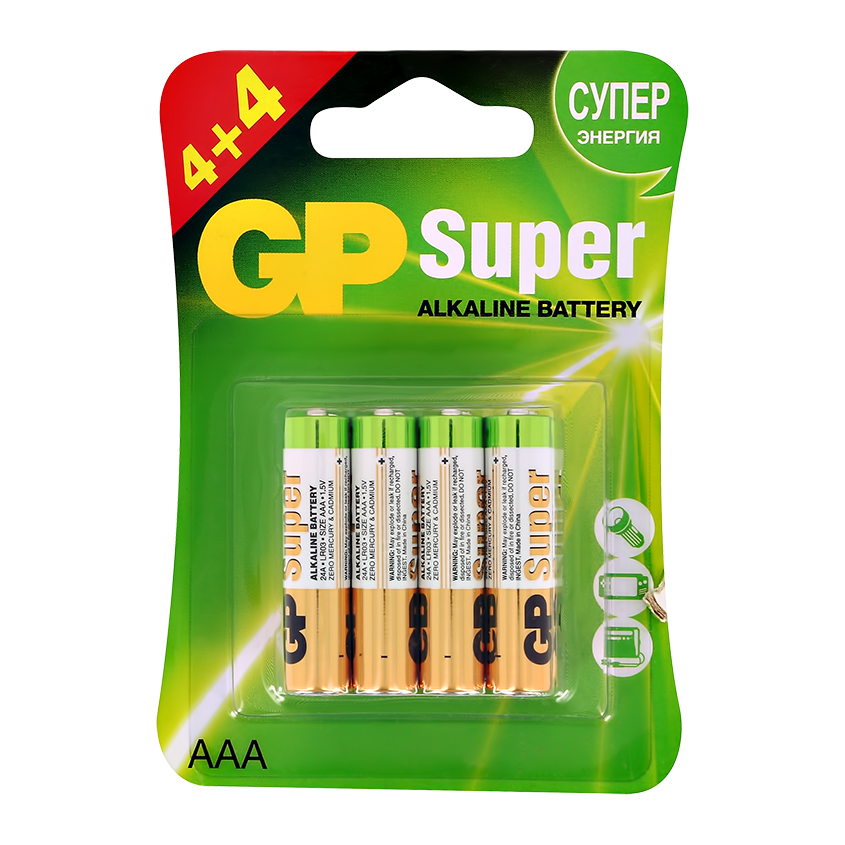 Батарейки `GP` SUPER ALKALINE АAА 8 шт