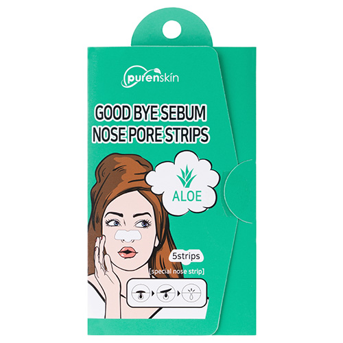 PURENSKIN Полоски для носа PURENSKIN GOOD BYE SERUM для очищения пор с алоэ 5 шт