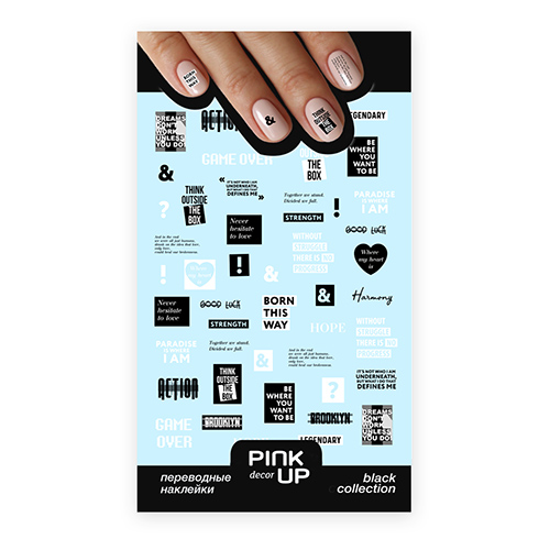 

Наклейки для ногтей PINK UP DECOR BLACK AND WHITE переводные тон 684