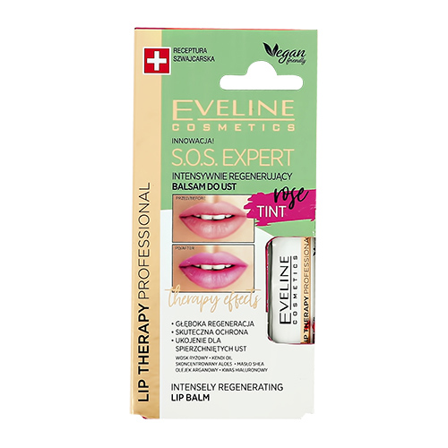 

Бальзам для губ EVELINE S.O.S. EXPERT ROSE TINT интенсивно регенерирующий 4,5 г