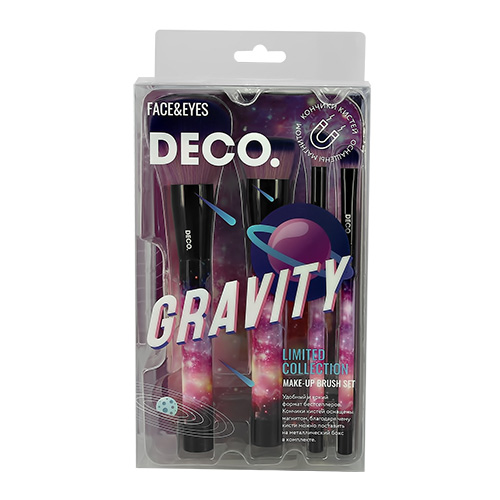 Набор кистей для макияжа DECO. GRAVITY в чехле 4 шт