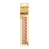 Набор накладных ногтей с клеевыми стикерами `DECO.` FRENCH coffee (24 шт + клеевые стикеры 24 шт)