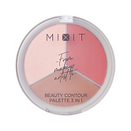 Палетка для скульптурирования лица `MIXIT` BEAUTY CONTOUR 3в1 тон 01