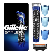 Стайлер-триммер для бритья `GILLETTE` `FUSION` PROGLIDE STYLER 3 в 1 (1 сменная кассета, 3 насадки д/модел бороды и усов, гель для бритья 9 мл)