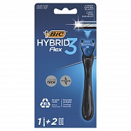 Станок для бритья `BIC` `HYBRID 3 FLEX` с 2 сменными кассетами