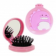 Расческа для волос с зеркалом `LADY PINK` динозаврик розовый