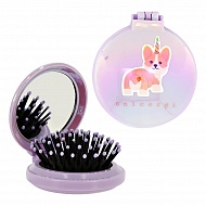 Расческа для волос с зеркалом `MISS PINKY` `FAVS` с принтом корги, оранжевая