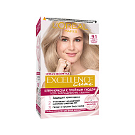 Крем-краска для волос `LOREAL` `EXCELLENCE` тон 9.1 (Очень светло-русый пепельный)