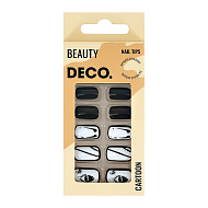 Набор накладных ногтей с клеевыми стикерами `DECO.` CARTOON black and white (24 шт + клеевые стикеры 24 шт)