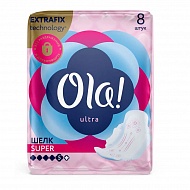 Прокладки гигиенические `OLA!` ультратонкие для обильных выделений с шелковистой поверхностью 8 шт