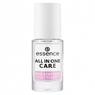 Базовое и верхнее покрытие для ногтей `ESSENCE` BASE & TOP COAT MULTITALENT all in one care ухаживающее 8 мл