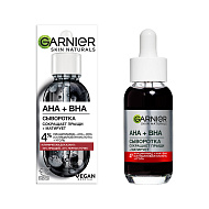 Сыворотка для лица `GARNIER` `SKIN NATURALS` ЧИСТАЯ КОЖА ниацинамид, угль и AHA, BHA-кислоты (от несовершенств) 30 мл