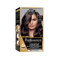 Краска для волос `LOREAL` `PREFERENCE` тон 3.0 Темно-каштановый