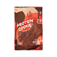 Печенье глазированное `FIT KIT` PROTEIN COOKIE с высоким содержанием белка со вкусом Клубничное варенье 50 г