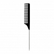 Гребень для волос `LADY PINK` `BASIC` carbon comb карбоновый с металлической ручкой