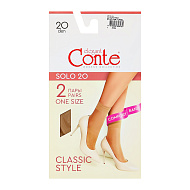 Носки женские `CONTE ELEGANT` SOLO 20 den (natural) one size (2 пары)
