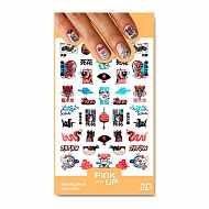 Наклейки для ногтей `PINK UP` `DECOR` 2D переводные тон 40