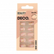 Набор накладных ногтей `DECO.` NUDE CHICK pink marble (24 шт + клеевые стикеры 24 шт)