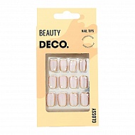 Набор накладных ногтей с клеевыми стикерами `DECO.` GLOSSY pearl (24 шт + клеевые стикеры 24 шт)