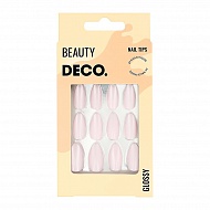 Набор накладных ногтей с клеевыми стикерами `DECO.` GLOSSY rose (24 шт + клеевые стикеры 24 шт)