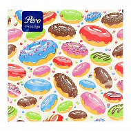 Салфетки бумажные `PERO` PRESTIGE трехслойные Сладкие пончики 20 шт