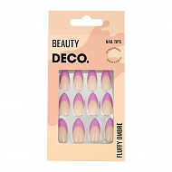 Набор накладных ногтей с клеевыми стикерами `DECO.` FLUFFY OMBRE violet french (24 шт + клеевые стикеры 24 шт)