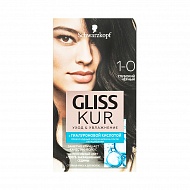 Краска для волос `GLISS KUR` с гиалуроновой кислотой тон 1-0 (Глубокий черный)