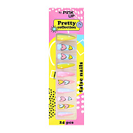 Набор накладных ногтей с клеевыми стикерами `PINK UP` PRETTY COLLECTION (24 шт+ клеевые стикеры 24 шт) тон 01