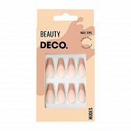 Набор накладных ногтей с клеевыми стикерами `DECO.` NUDES french (24 шт + клеевые стикеры 24 шт)