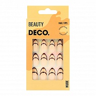 Набор накладных ногтей `DECO.` NUDE brown line (24 шт + клеевые стикеры 24 шт)